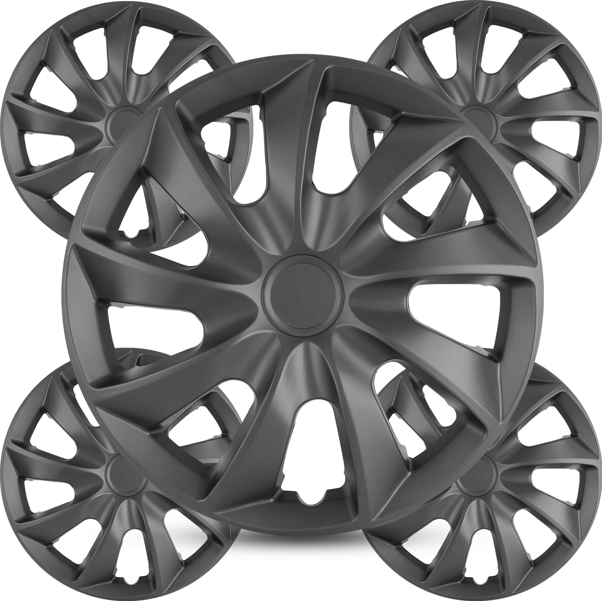 Winjet 17 Inch Black Hubcaps for Standard Steel Rims - Set of 4