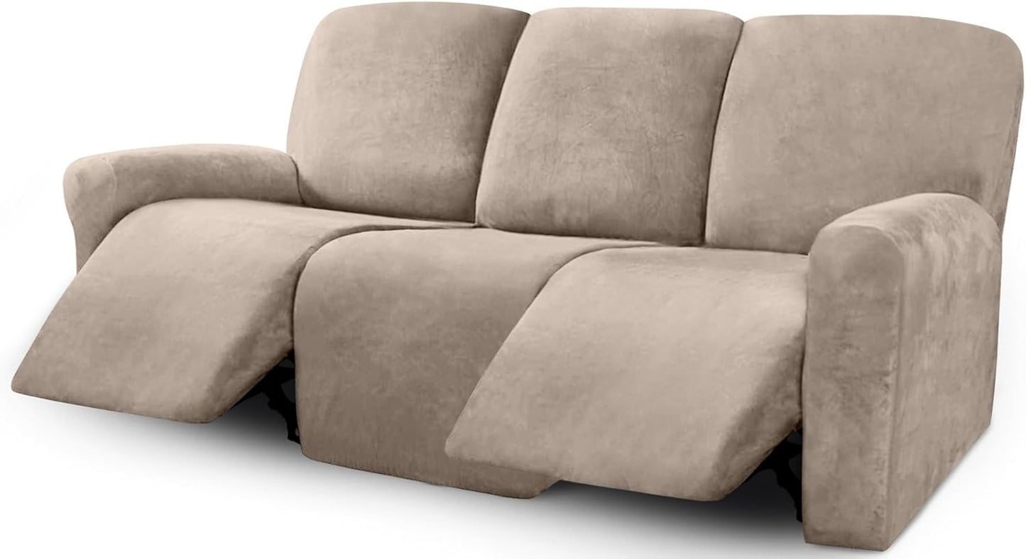 ULTICOR Velvet 8-Pieces Recliner Sofa Covers for 3 Seater