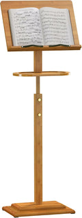 Music Stand for Sheet Music with Tray Bamboo Adjustable Height