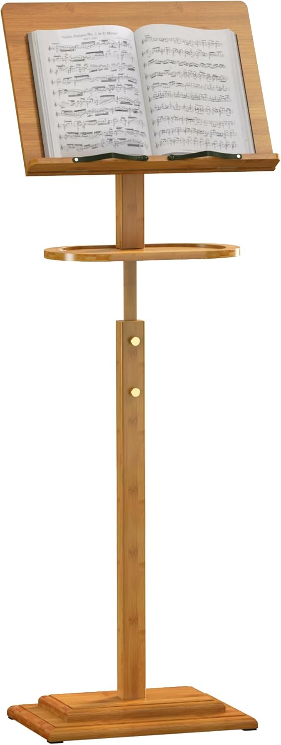 Bamboo Portable Music Stand for Sheet Music with Adjustable Height