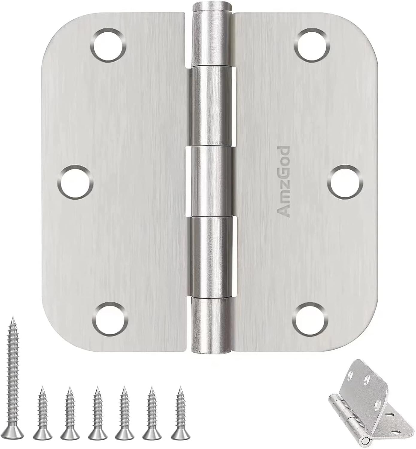 Brushed Nickel Door Hinges - 42 Pack 3.5 Inch Rounded Design