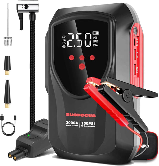 3000A Jump Starter with Air Compressor - SUCFOCUS