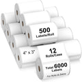 4 in x 3 in Direct Thermal Labels 12 Rolls 6000 Pack - Reliable