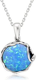 925 Sterling Silver Gemstone Necklace for Women - Blue Opal
