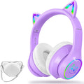 Kids Foldable Cat Ear Headphones - Bluetooth 5.4 Light-Up Kids Headset