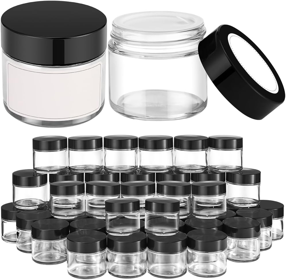 2 oz Small Glass Containers with Lids for Creams and Ointments