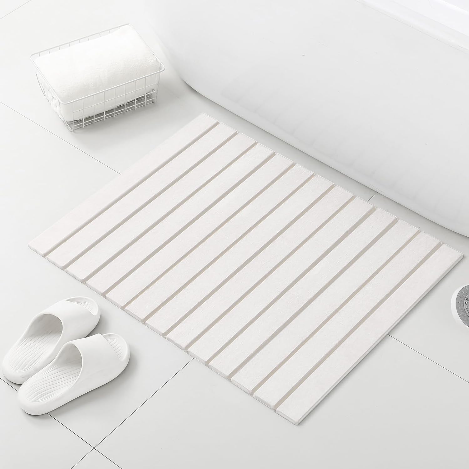 Large Stone Bath Mat - Ultra-Absorbent Non-Slip Diatomaceous Earth