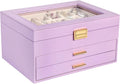Voova Jewelry Box Organizer for Women Girls - 3-Layer Lavender Case
