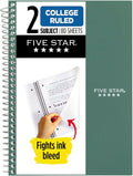 Five Star Spiral Notebook 2 Subject College Ruled - Compact, Durable