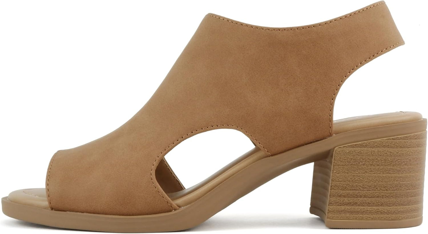 CITYCLASSIFIED Womens Peep Toe Laser Cut Slingback Ankle Bootie