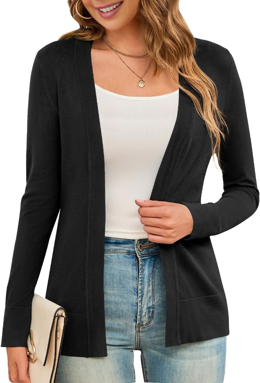 Lightweight Long Sleeve Open Front Cardigan for Women