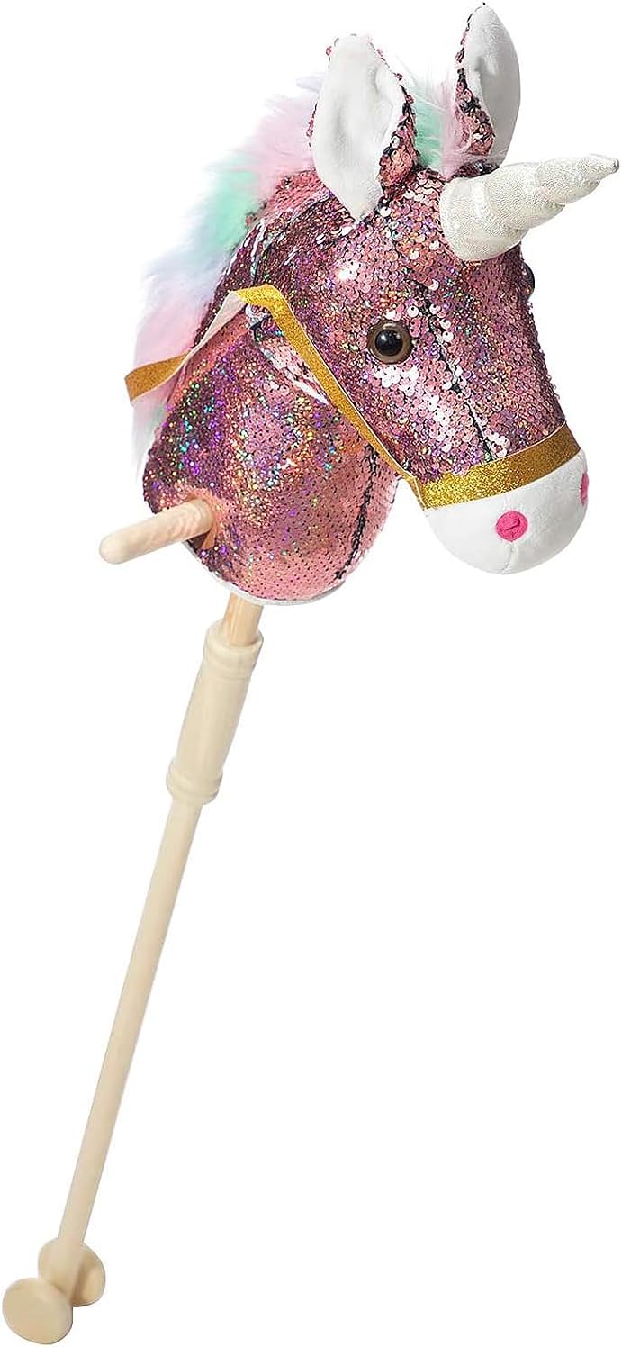 HollyHOME Sequin Unicorn Stick Horse with Realistic Sounds