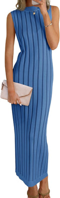 Wenrine Womens Sleeveless Ribbed Knit Maxi Dress - Versatile Layering