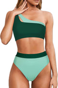 MOOSLOVER Women Cutout One Shoulder High Waisted Bikini Set