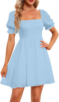 Holipick Women's Casual Square Neck Smocked Dress - Flattering A-Line