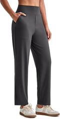 Womens Ankle Dress Yoga Pants with Pockets - Stretchy Work Slacks