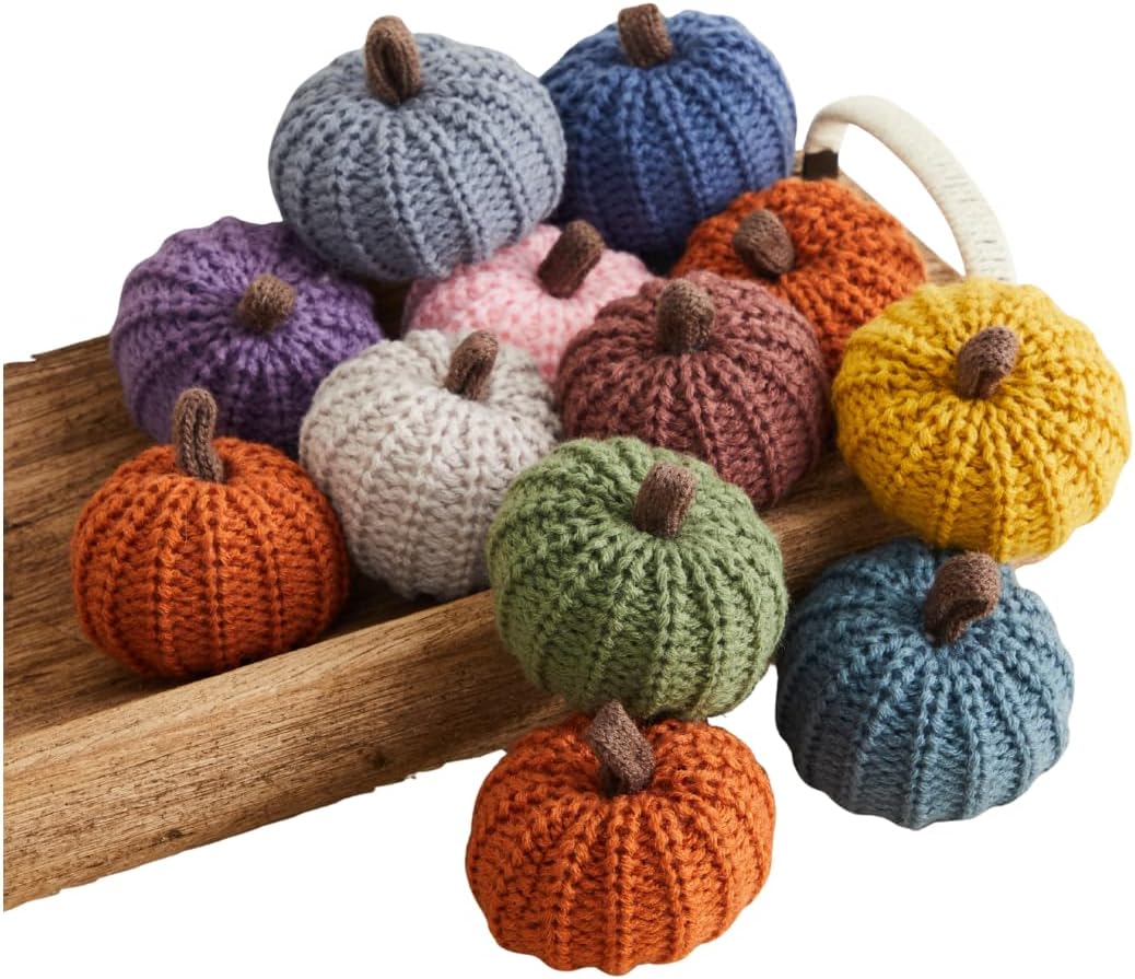 Mini Knit Pumpkins Set of 12 for Autumn Decor and Gifts