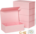 5 Pack Pink Gift Box 12x6x4 in - Magnetic Closure Collapsible Boxes
