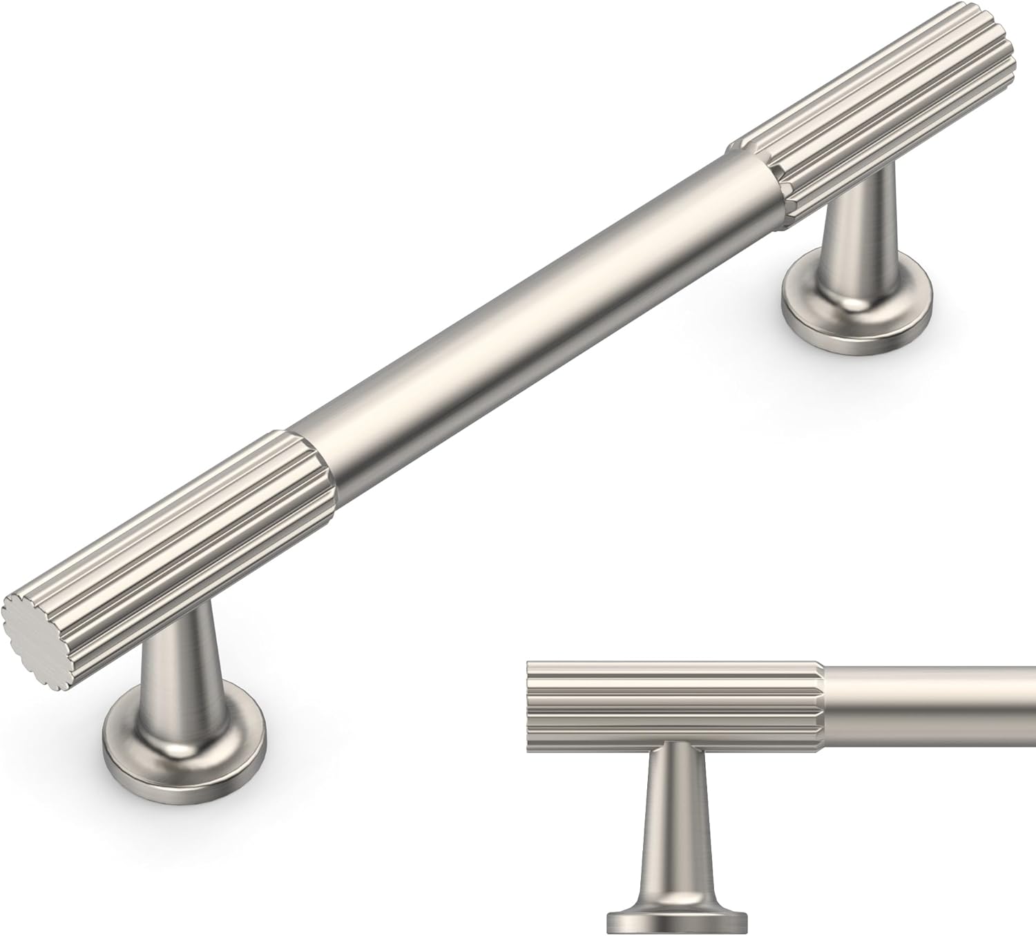 Amerdeco 10 Pack Brushed Satin Nickel Cabinet Pulls for Kitchen