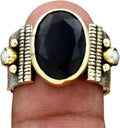 10x14 MM Oval Gemstone 925 Sterling Silver Wide Band