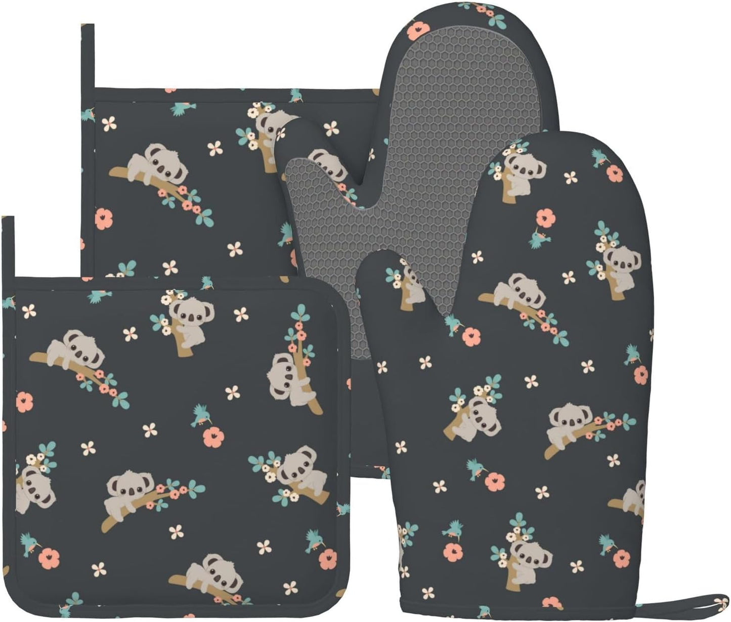 Silicone Koala Oven Mitts Set - Heat Resistant Kitchen Aid