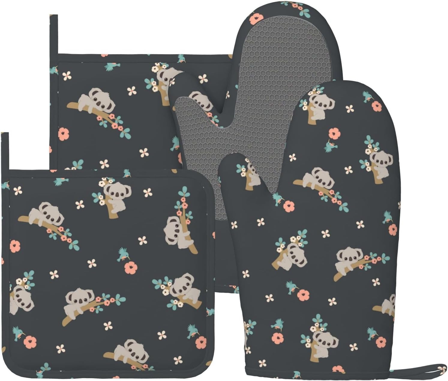 Silicone Koala Oven Mitts Set - Heat Resistant Kitchen Aid