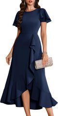 BeryLove Women's Dress for Formal Events with Flutter Sleeves