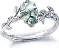 Moss Agate Leaf Ring 925 Sterling Silver - Natural Birthstone Elegance