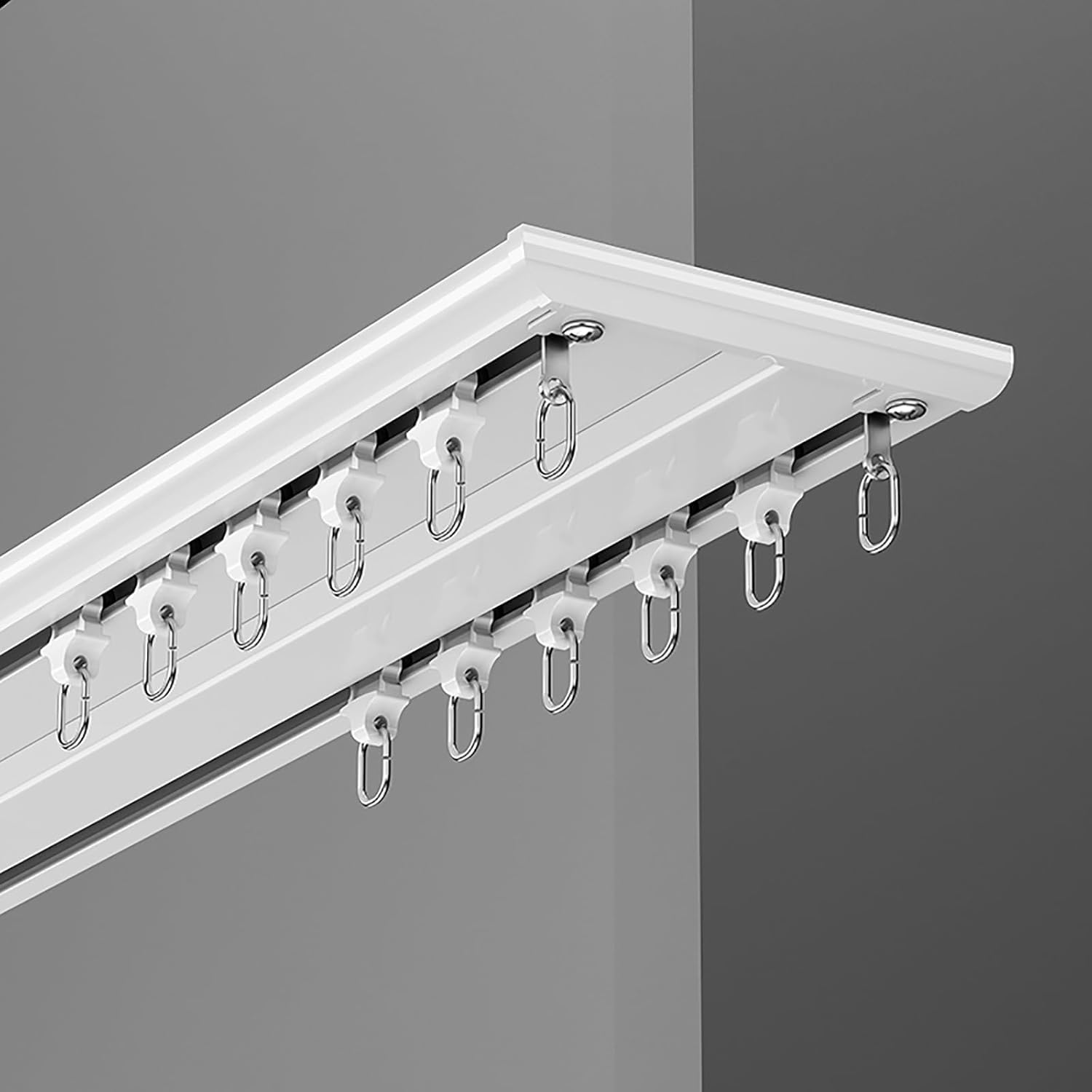 Easy Install Double Row Curtain Track - 9.5ft White