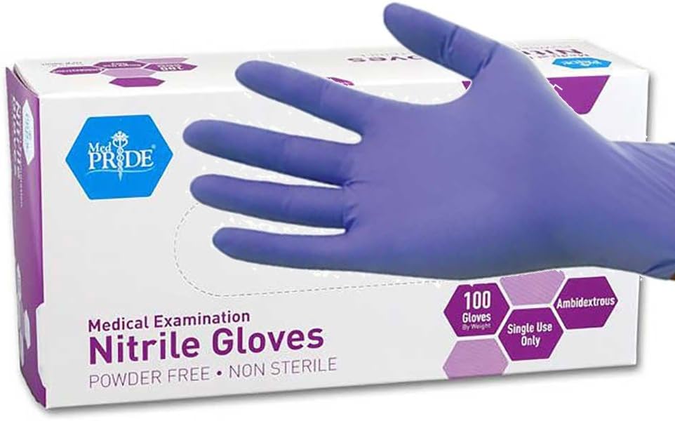 MedPride Medium Nitrile Gloves Box/100 | Powder-Free, Iris Blue