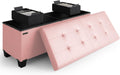 Storage Ottoman Bench with Bins 43-in - Tufted Storage Seat