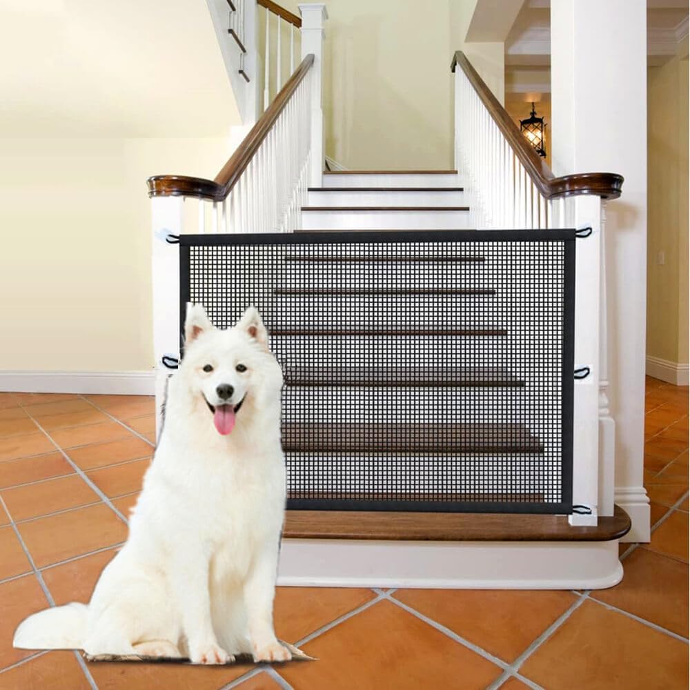 Portable Retractable Mesh Dog Gate - Easy No-Drill Installation