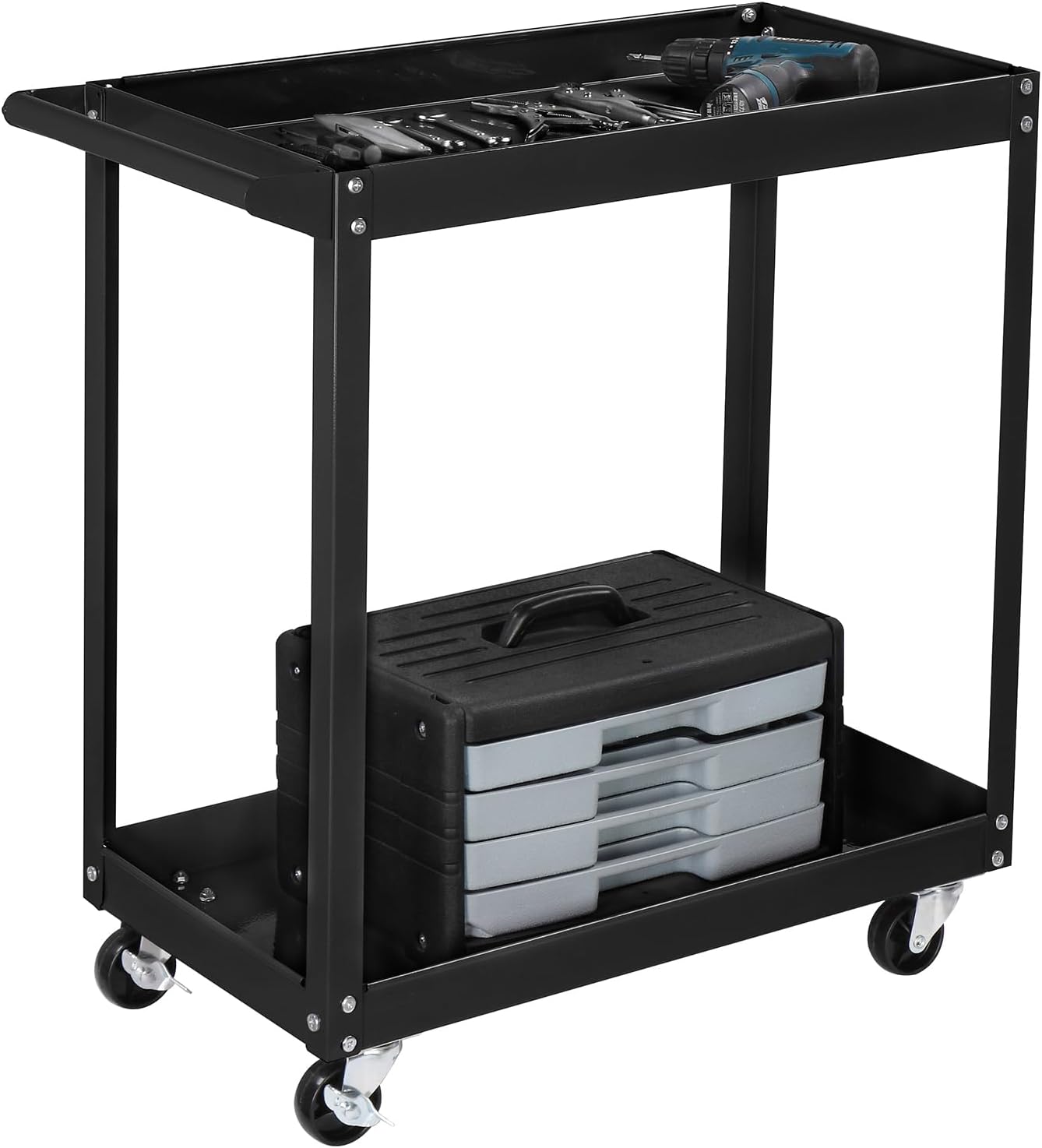 TUFFIOM 2 Tier Rolling Tool Cart for Garage and Workshop Use
