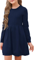 Girls Sweater Dress Kids Crew Neck Long Sleeve - Soft Cotton Fit