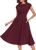 Wedtrend Women's 1940s Tea Length Swing Dress with Pockets - Vintage