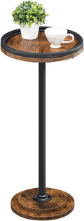 Small Round Side Table - Compact Pedestal Drink Table for Small Spaces