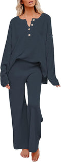 Pink Queen Women's 2 Piece Knit Sweatsuit Set - Cozy Fall Lounge Pant