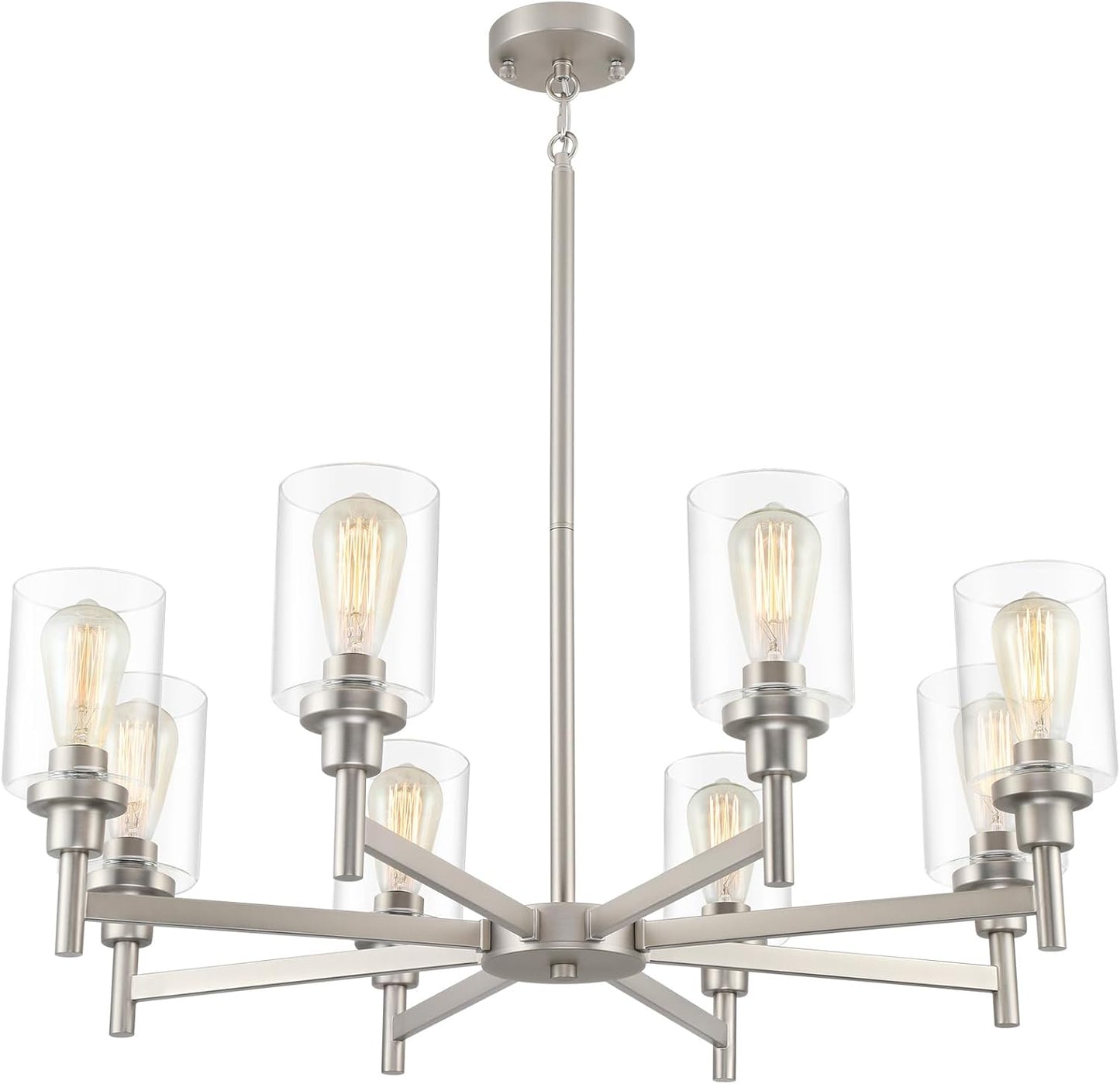 Brushed Nickel Chandeliers for Dining Room with 8 Lights