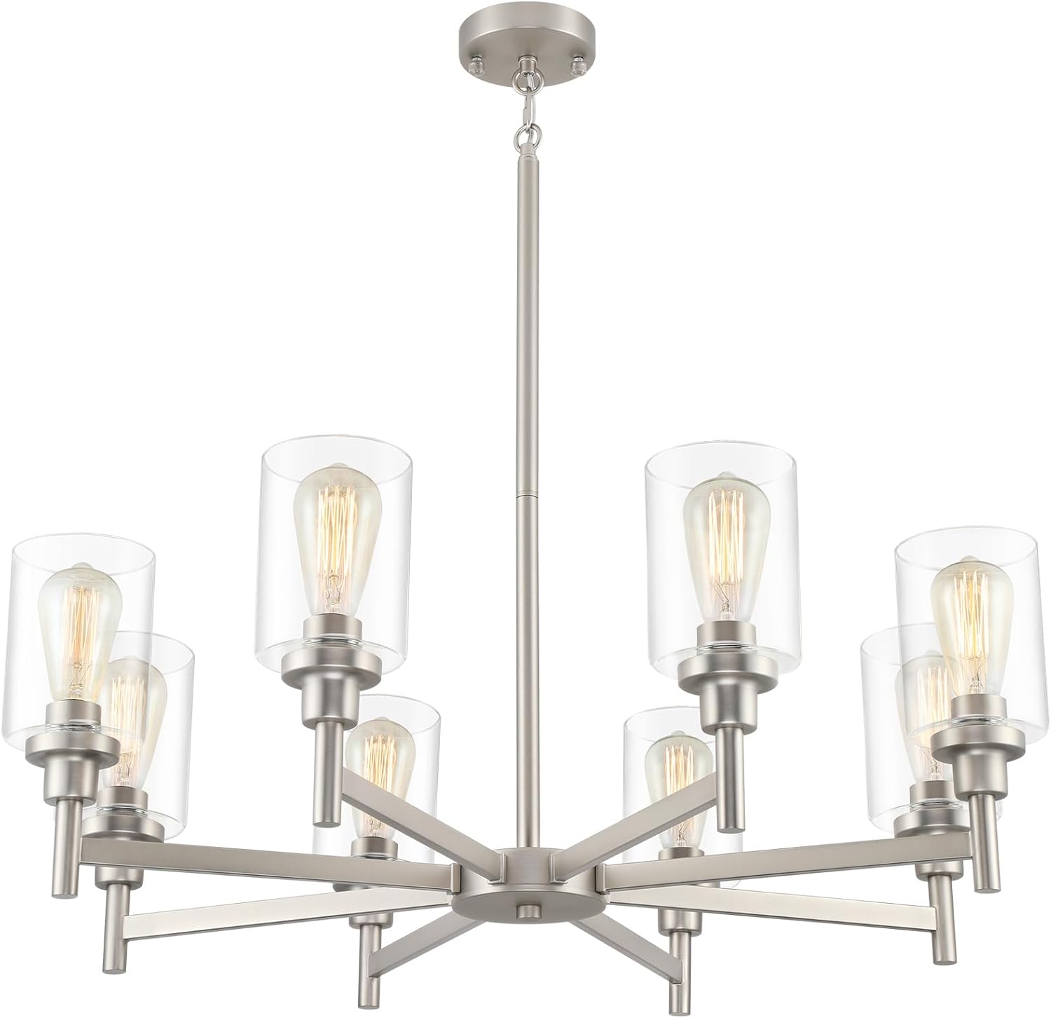 Brushed Nickel Chandeliers for Dining Room with 8 Lights