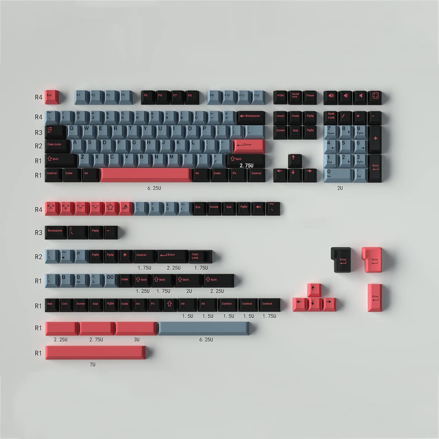 8008 Keycaps Set with 172 Keys for Custom Mechanical Keyboards
