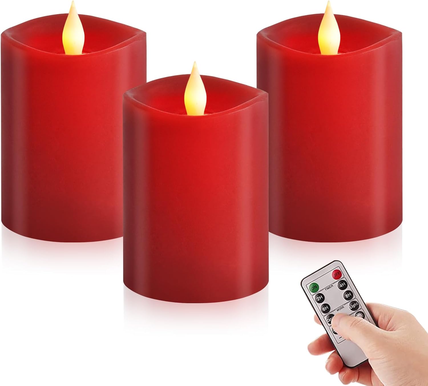 ASLDOIWEH 3x4 Flickering Flameless Candles Set of 3