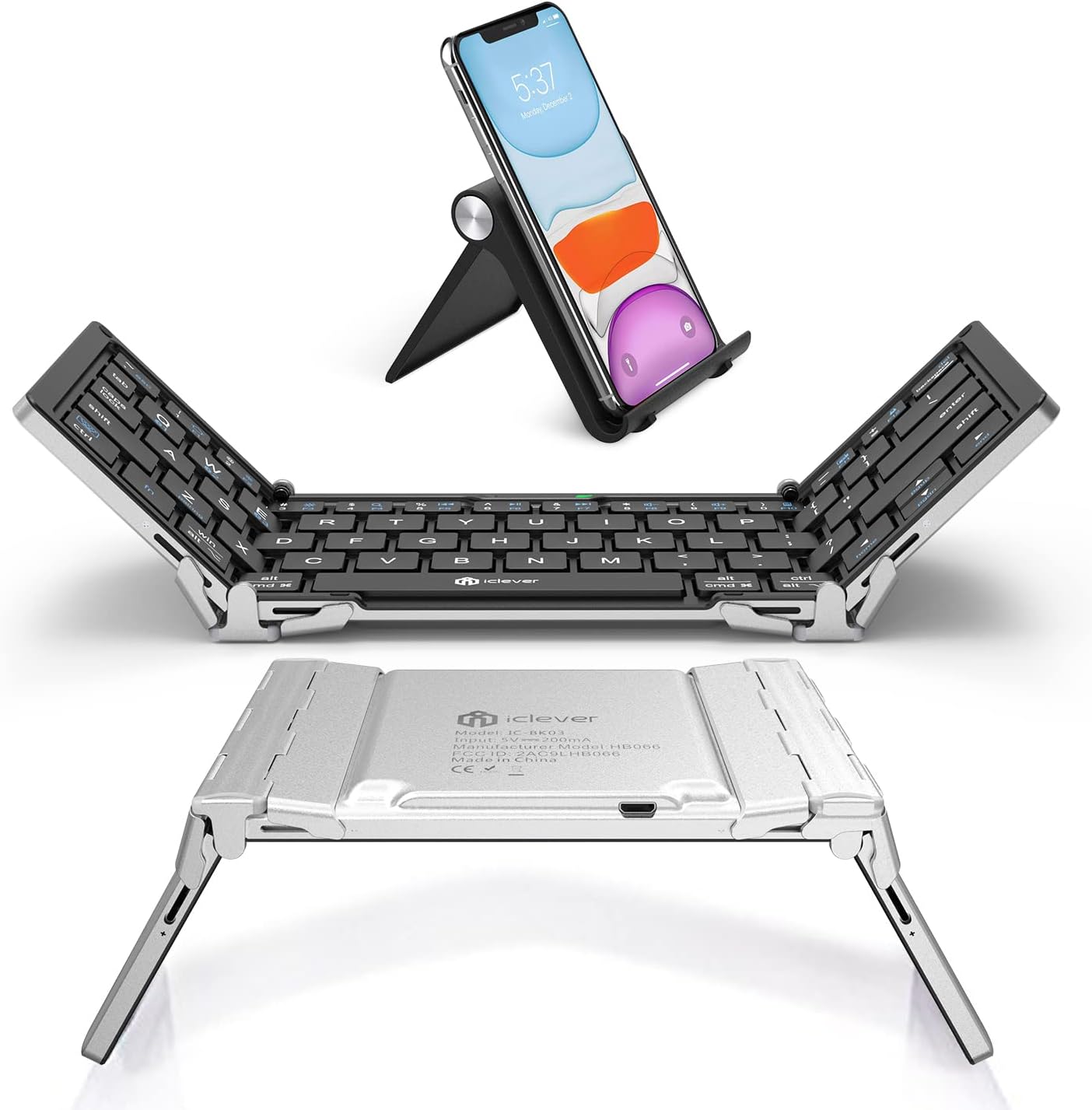 iClever Tri-Fold Bluetooth Keyboard - Sync 3 Devices Easily