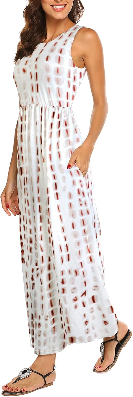 Hount Women's Summer Sleeveless Striped Flowy Maxi Dress