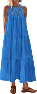 Womens Halter Maxi Dress 2025 - Cotton Blend Boho Sundress