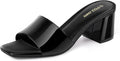 PIZZ ANNU Women's Square Open Toe Low Block Heels (Style BHSL)