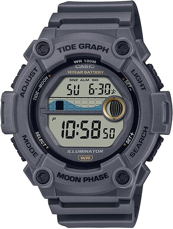 Casio WS1300H Digital Watch | 100m Water Resist | LED | Stopwatch | Tide | Timer | Alarms