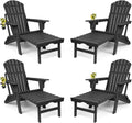 FUNBERRY Folding Adirondack Chairs Set of 4 with Retractable Ottoman