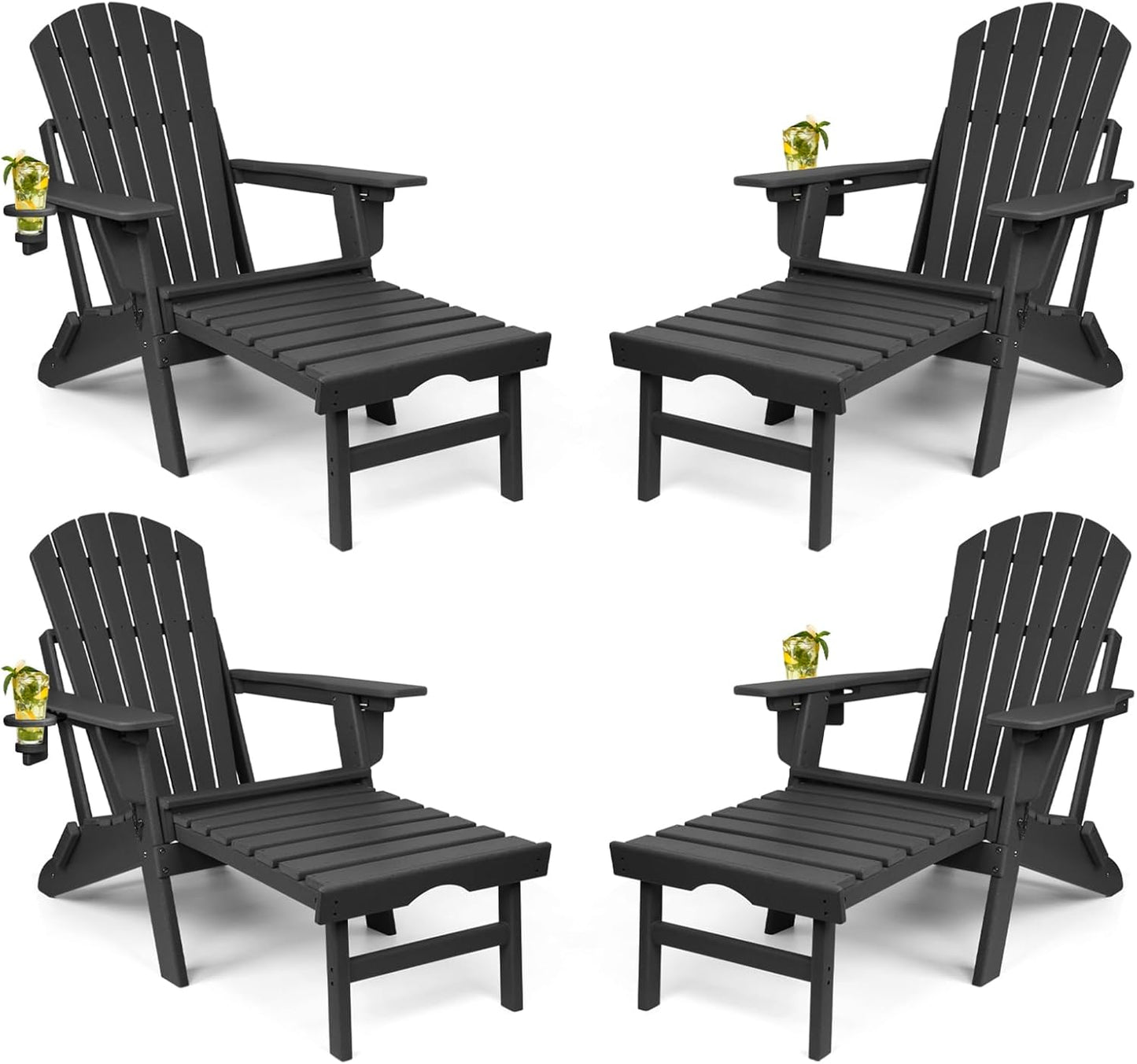 Adjustable Folding Adirondack Chairs Set of 4 with Ottoman