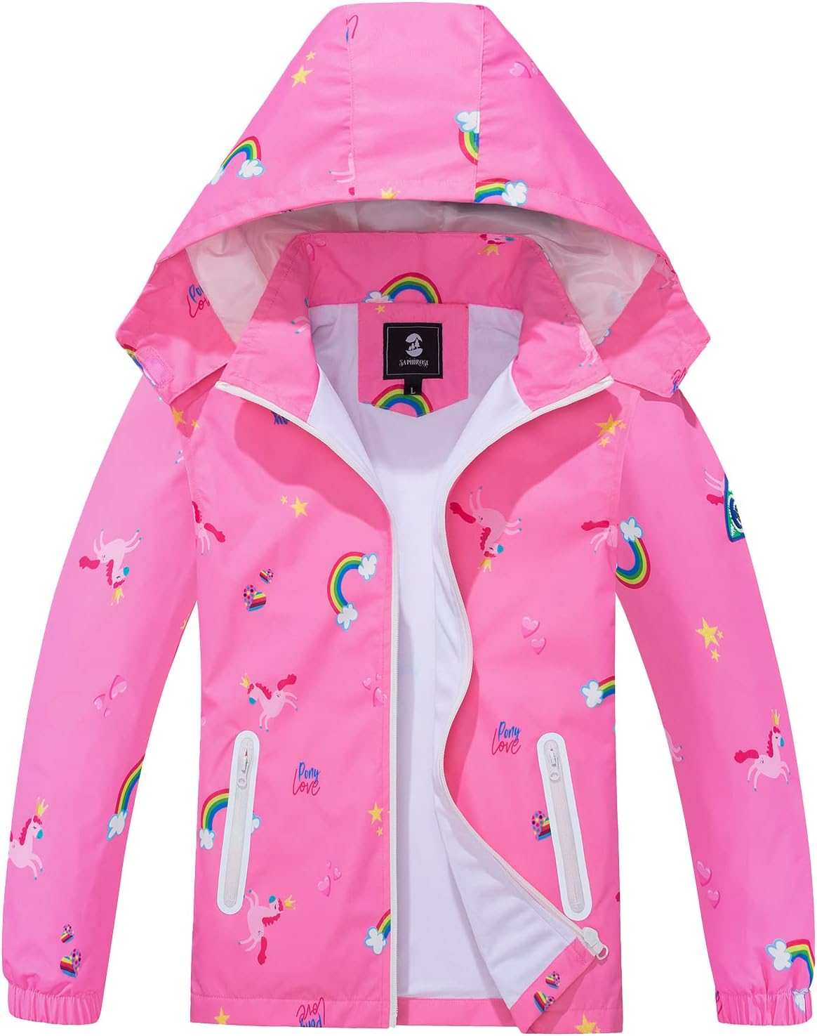 SaphiRose Kids Rain Jacket Waterproof Coat for Boys and Girls