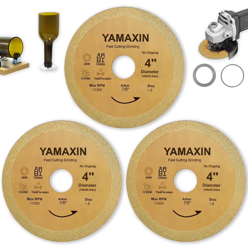 YAMAXIN 3Pcs Glass Cutting Disc Set - Precision Grinding for Glass, Jade & Tile
